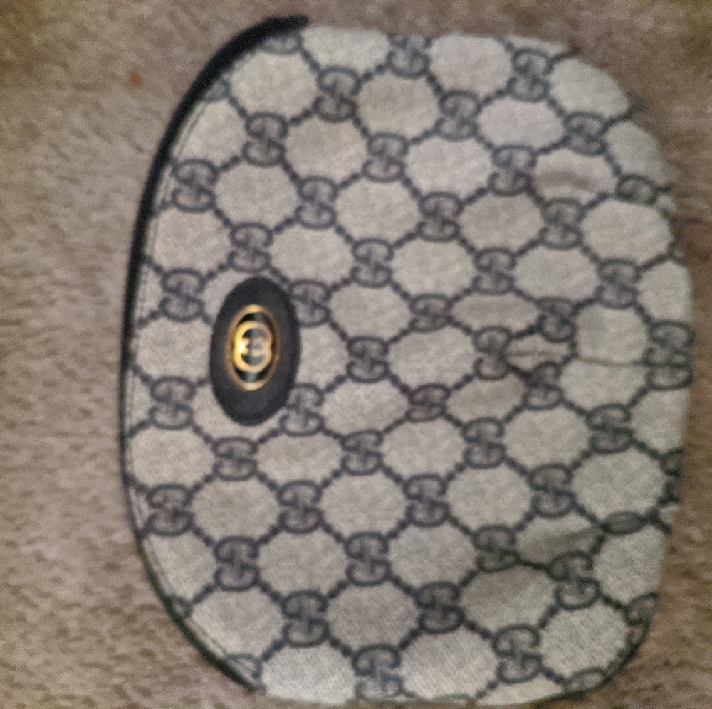 Blue Gucci Vintage Web Canvas Cosmetic Bag